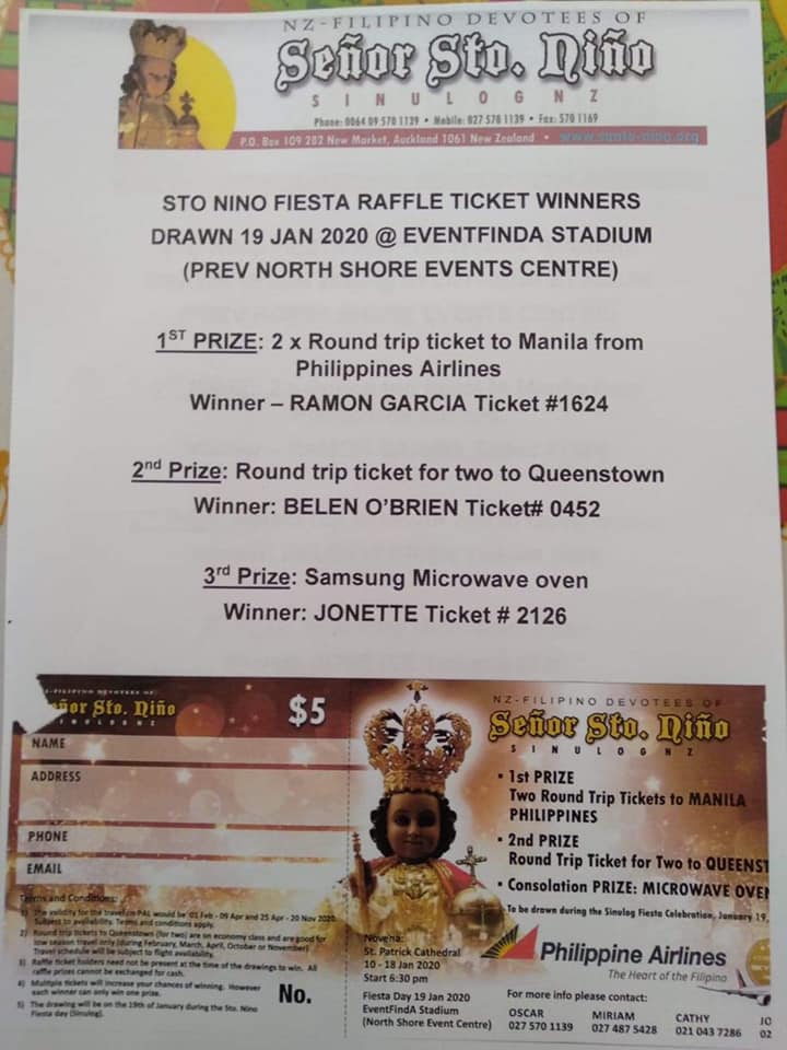 Sinulog NZ 2020 Raffle Results